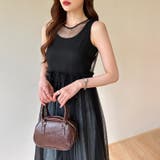 チュールワンピース レイヤードシアーワンピース ロングワンピース | COCOMOMO | 詳細画像5 
