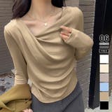 ブラウン | ドレープカットソー イレギュラーネック 長袖カットソー | COCOMOMO