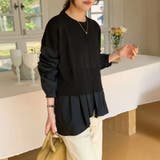 ドッキングシャツ 重ね着風ニット アシンメトリー | COCOMOMO | 詳細画像2 