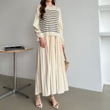 ボーダーベスト付きワンピース ロングワンピース ニットベスト | COCOMOMO | 詳細画像10