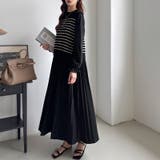 ボーダーベスト付きワンピース ロングワンピース ニットベスト | COCOMOMO | 詳細画像23