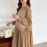 ボーダーベスト付きワンピース ロングワンピース ニットベスト | COCOMOMO | 詳細画像5