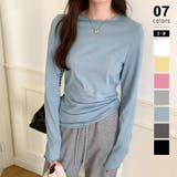 ライトブルー | ほんのりシアー感 ロンT 長袖カットソー | COCOMOMO