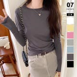 グレー.パープル | ほんのりシアー感 ロンT 長袖カットソー | COCOMOMO