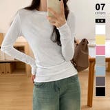 ホワイト | ほんのりシアー感 ロンT 長袖カットソー | COCOMOMO