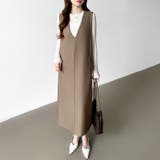 きれいめカジュアルにも使いやすい ジャンパースカート Vネックワンピース | COCOMOMO | 詳細画像2 