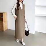 きれいめカジュアルにも使いやすい ジャンパースカート Vネックワンピース | COCOMOMO | 詳細画像4 