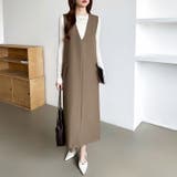 きれいめカジュアルにも使いやすい ジャンパースカート Vネックワンピース | COCOMOMO | 詳細画像9 