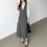 きれいめカジュアルにも使いやすい ジャンパースカート Vネックワンピース | COCOMOMO | 詳細画像18 