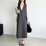 きれいめカジュアルにも使いやすい ジャンパースカート Vネックワンピース | COCOMOMO | 詳細画像25 