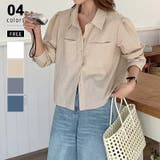 ライトブラウン | ショートシャツ 長袖シャツ 韓国ファッション | COCOMOMO