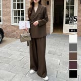 ブラウン | セットアップ パンツスーツ オフィスカジュアル | COCOMOMO