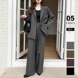 グレー | セットアップ パンツスーツ オフィスカジュアル | COCOMOMO