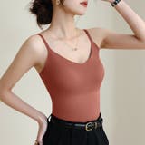 カップ付きキャミソール vネックキャミソール シームレスブラトップ | COCOMOMO | 詳細画像15