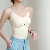 カップ付きキャミソール vネックキャミソール シームレスブラトップ | COCOMOMO | 詳細画像2