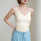 カップ付きキャミソール vネックキャミソール シームレスブラトップ | COCOMOMO | 詳細画像4