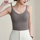 カップ付きキャミソール vネックキャミソール シームレスブラトップ | COCOMOMO | 詳細画像6