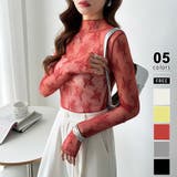 レッド | シアートップス 花柄レイヤードトップス シアーインナー | COCOMOMO
