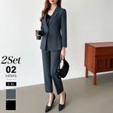 グレイ.ブルー | パンツスーツ セットアップ セレモニースーツ | COCOMOMO