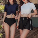 水着3点セット ラッシュガード カップ付き半袖Tシャツ | COCOMOMO | 詳細画像2