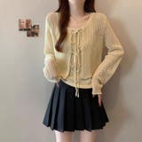 透かし編みカーディガン キャミソールセット メッシュニット | COCOMOMO | 詳細画像11