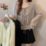 透かし編みカーディガン キャミソールセット メッシュニット | COCOMOMO | 詳細画像2