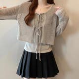 透かし編みカーディガン キャミソールセット メッシュニット | COCOMOMO | 詳細画像4