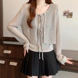 透かし編みカーディガン キャミソールセット メッシュニット | COCOMOMO | 詳細画像5