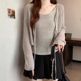 透かし編みカーディガン キャミソールセット メッシュニット | COCOMOMO | 詳細画像7