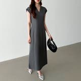 フレンチスリーブワンピース オフィスカジュアル vネックワンピース | COCOMOMO | 詳細画像10