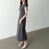 フレンチスリーブワンピース オフィスカジュアル vネックワンピース | COCOMOMO | 詳細画像11