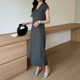 フレンチスリーブワンピース オフィスカジュアル vネックワンピース | COCOMOMO | 詳細画像15