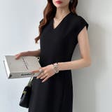 フレンチスリーブワンピース オフィスカジュアル vネックワンピース | COCOMOMO | 詳細画像19