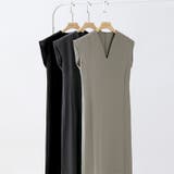 フレンチスリーブワンピース オフィスカジュアル vネックワンピース | COCOMOMO | 詳細画像23