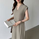 フレンチスリーブワンピース オフィスカジュアル vネックワンピース | COCOMOMO | 詳細画像4