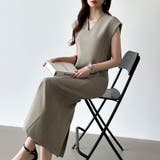 フレンチスリーブワンピース オフィスカジュアル vネックワンピース | COCOMOMO | 詳細画像7