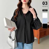 ブラック | バルーンスリーブブラウス シャツブラウス ボリューム袖 | COCOMOMO