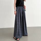 チェックワイドパンツ ガウチョパンツ イージーパンツ | COCOMOMO | 詳細画像10 