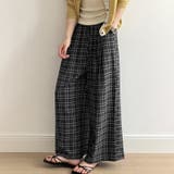 チェックワイドパンツ ガウチョパンツ イージーパンツ | COCOMOMO | 詳細画像1 
