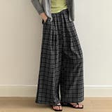 チェックワイドパンツ ガウチョパンツ イージーパンツ | COCOMOMO | 詳細画像4 