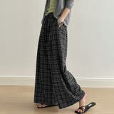 チェックワイドパンツ ガウチョパンツ イージーパンツ | COCOMOMO | 詳細画像6 
