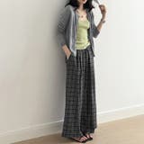 チェックワイドパンツ ガウチョパンツ イージーパンツ | COCOMOMO | 詳細画像7 