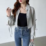 袖リボン×ショート丈 シアーシャツ ショートトップス | COCOMOMO | 詳細画像10