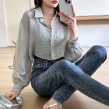 袖リボン×ショート丈 シアーシャツ ショートトップス | COCOMOMO | 詳細画像12