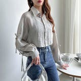 袖リボン×ショート丈 シアーシャツ ショートトップス | COCOMOMO | 詳細画像15