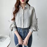 袖リボン×ショート丈 シアーシャツ ショートトップス | COCOMOMO | 詳細画像9