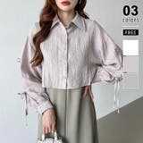 ピンク | 袖リボン×ショート丈 シアーシャツ ショートトップス | COCOMOMO