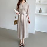 ジップアップワンピース シャツワンピース vネックワンピース | COCOMOMO | 詳細画像15 