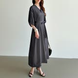 ジップアップワンピース シャツワンピース vネックワンピース | COCOMOMO | 詳細画像18 