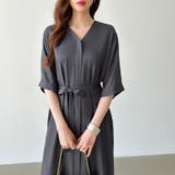 ジップアップワンピース シャツワンピース vネックワンピース | COCOMOMO | 詳細画像19 